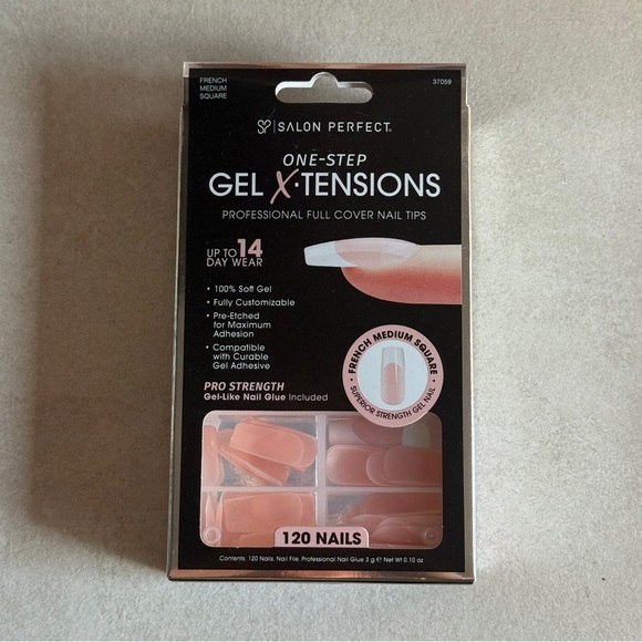 Salon Perfect Other - Salon Perfect One-Step Gel X-Tensions – French Medium Square Full Cover Tips